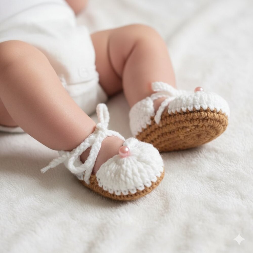 Hand-Crocheted Baby Ballet Slippers NEW